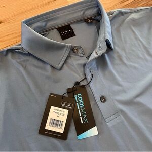 NWT Dunning Golf Men's CoolMax Force Blue Polo Shirt Stretch Size Medium M NEW